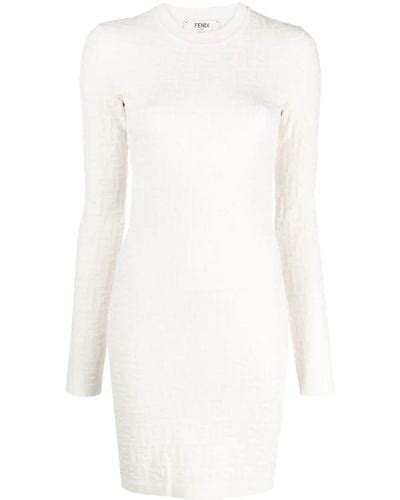 fendi white mini dress|White FF viscose dress .